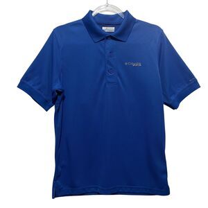 Columbia PFG Omni-Shade Polo Shirt Men’s Small Blue Performance Fishing Golf